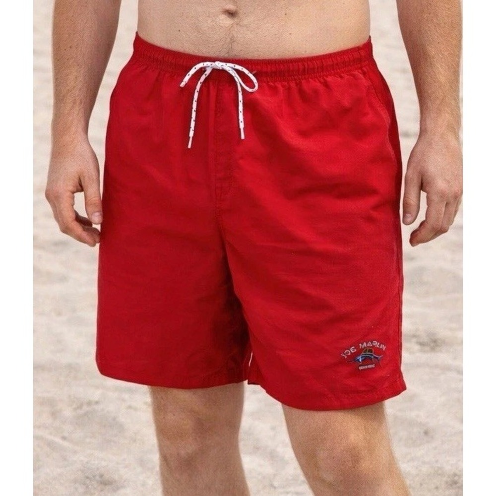 Joe Marlin Original Outfitters Mens Swim Trunks XL Red Lined Nylon‎ 5" Inseam
